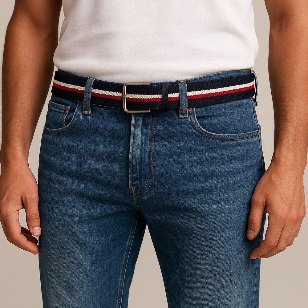 Tommy Hilfiger Logo Belt | 36” D-Ring | Men’s Jeans Style | Y2K Prep